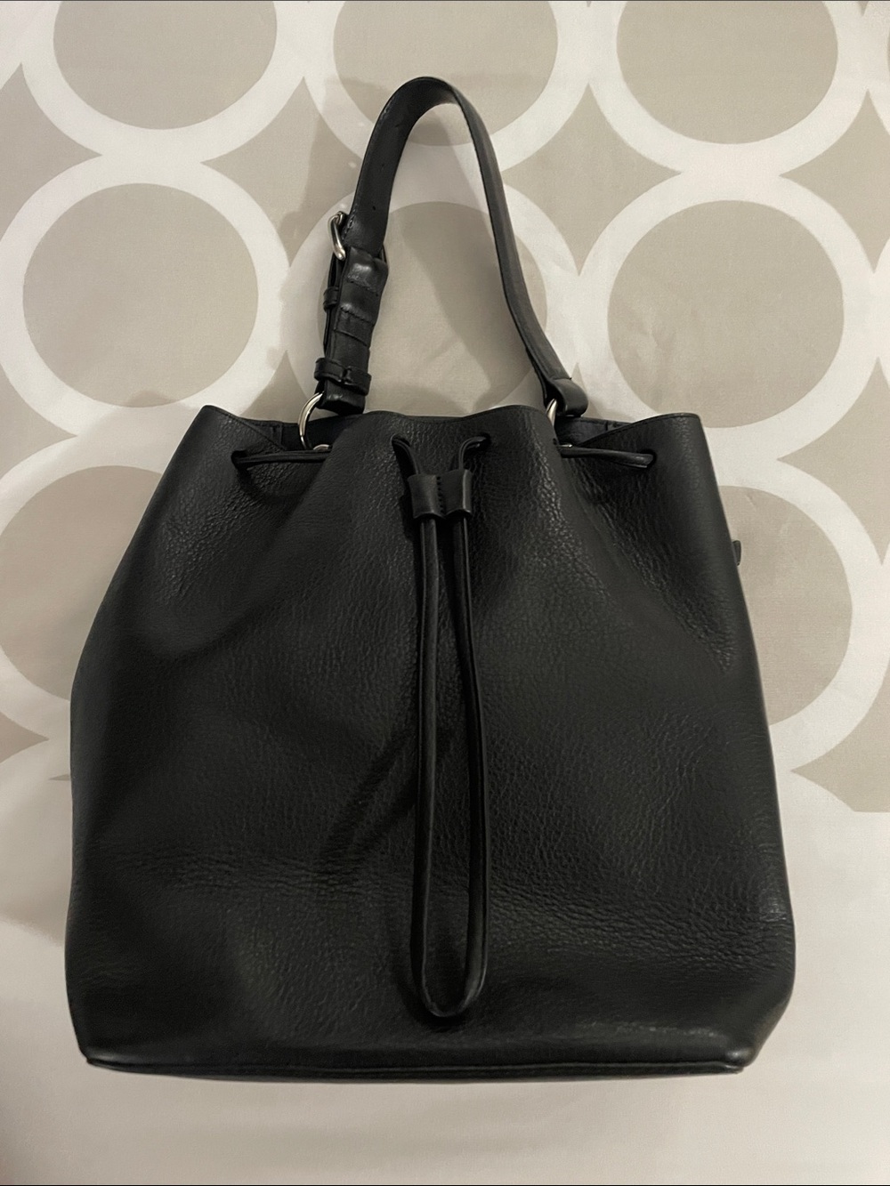 Derek Lam Black Leather Drawstring Shoulder Bag